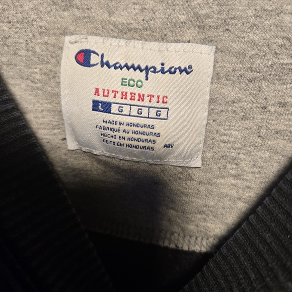 Champion Mens Eco Fleece Crew Sweatshirt - Black - Large Gym Workout Walk Run - Picture 2 of 2